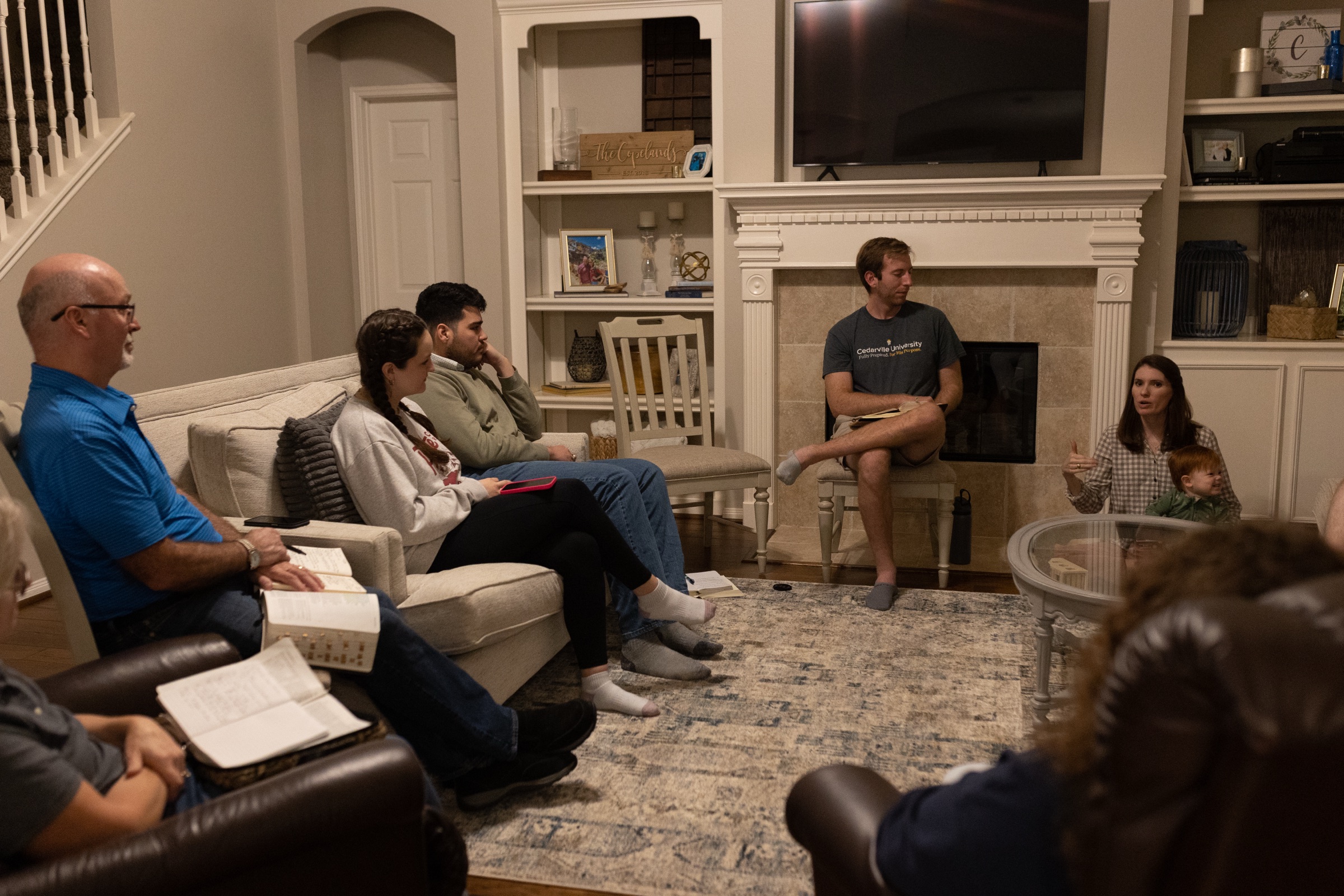 A Grace Life group gathered in a home for Bible study and conversation